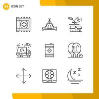 9 Icon Set Line Style Icon Pack Outline Symbols isolated on White Backgound for Responsive Website Designing vector