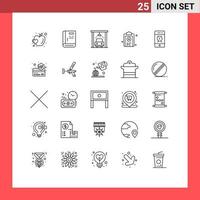 Modern Set of 25 Lines and symbols such as alert test support medicine clipboard Editable Vector Design Elements