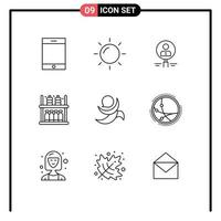 Modern Set of 9 Outlines and symbols such as supermarket goods hiring furniture resource Editable Vector Design Elements