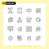 16 Thematic Vector Outlines and Editable Symbols of exercise hierarchy sweet connection fashion Editable Vector Design Elements