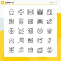 Collection of 25 Universal Line Icons Icon Set for Web and Mobile vector