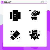 Set of 4 icons in solid style Creative Glyph Symbols for Website Design and Mobile Apps Simple Solid Icon Sign Isolated on White Background 4 Icons vector