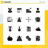 Collection of 16 Universal Solid Icons Icon Set for Web and Mobile vector