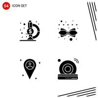 Collection of 4 Vector Icons in solid style Pixle Perfect Glyph Symbols for Web and Mobile Solid Icon Signs on White Background 4 Icons