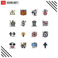 16 Universal Flat Color Filled Line Signs Symbols of buy price city badge star Editable Creative Vector Design Elements