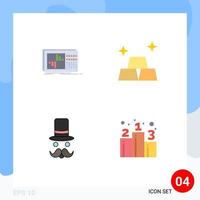 4 User Interface Flat Icon Pack of modern Signs and Symbols of control hipster sound gold santa clause Editable Vector Design Elements