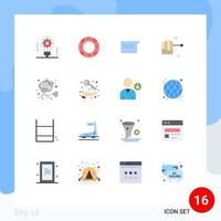 Mobile Interface Flat Color Set of 16 Pictograms of dioxide carbon dioxide chat carbon food Editable Pack of Creative Vector Design Elements