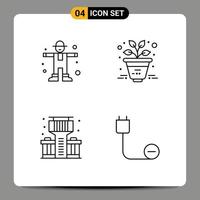 4 Universal Filledline Flat Colors Set for Web and Mobile Applications character bar scarecrow plant cord Editable Vector Design Elements