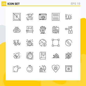 25 Line concept for Websites Mobile and Apps instruments pasta shelter food developer Editable Vector Design Elements