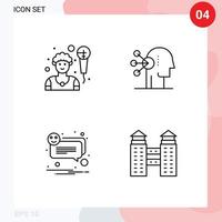 Set of 4 Modern UI Icons Symbols Signs for artist notification abilities human building Editable Vector Design Elements