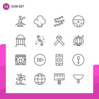 Outline Icon set Pack of 16 Line Icons isolated on White Background for responsive Website Design Print and Mobile Applications vector