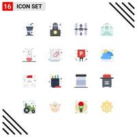 16 Flat Color concept for Websites Mobile and Apps glassware education orbital envelope mail Editable Pack of Creative Vector Design Elements