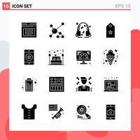 Collection of 16 Vector Icons in solid style Modern Glyph Symbols for Web and Mobile Solid Icon Sign Isolated on White Background 16 Icons