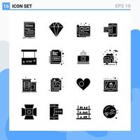 Modern 16 solid style icons Glyph Symbols for general use Creative Solid Icon Sign Isolated on White Background 16 Icons Pack vector