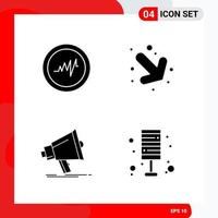 Creative Set of 4 Universal Glyph Icons isolated on White Background vector