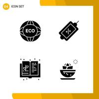 4 Icon Set Solid Style Icon Pack Glyph Symbols isolated on White Backgound for Responsive Website Designing vector