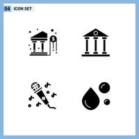 Pack of 4 creative Solid Glyphs of bank audio money finance music Editable Vector Design Elements