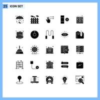 Pictogram Set of 25 Simple Solid Glyphs of pancake fast gesture database row Editable Vector Design Elements
