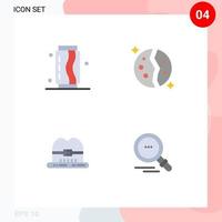 Set of 4 Vector Flat Icons on Grid for can space food destroyed hat Editable Vector Design Elements