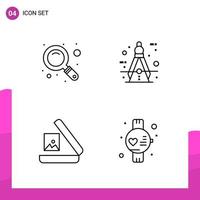 Outline Icon set Pack of 4 Line Icons isolated on White Background for responsive Website Design Print and Mobile Applications vector