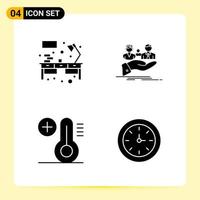 4 Creative Icons for Modern website design and responsive mobile apps 4 Glyph Symbols Signs on White Background 4 Icon Pack vector