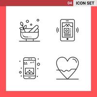 4 Icon Pack Line Style Outline Symbols on White Background Simple Signs for general designing vector