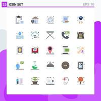 25 Thematic Vector Flat Colors and Editable Symbols of text list memo casualty item list camera shutter Editable Vector Design Elements