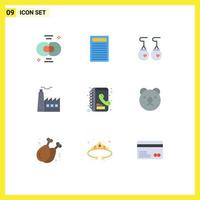 9 Universal Flat Colors Set for Web and Mobile Applications contacts industrey earrings construction building Editable Vector Design Elements