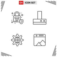 4 Icons Line Style Grid Based Creative Outline Symbols for Website Design Simple Line Icon Signs Isolated on White Background 4 Icon Set vector