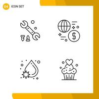 4 Icon Set Line Style Icon Pack Outline Symbols isolated on White Backgound for Responsive Website Designing vector