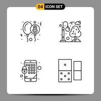 4 Black Icon Pack Outline Symbols Signs for Responsive designs on white background 4 Icons Set vector