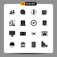 16 Thematic Vector Solid Glyphs and Editable Symbols of science chemistry science hobby tic tac toe Editable Vector Design Elements