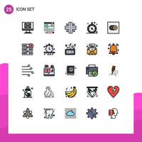 Set of 25 Modern UI Icons Symbols Signs for database switch location settings navigation Editable Vector Design Elements