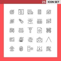 25 User Interface Line Pack of modern Signs and Symbols of natural circle delivery cupboard cabinet Editable Vector Design Elements