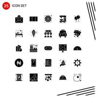 Universal Icon Symbols Group of 25 Modern Solid Glyphs of desk fly plant bloon home Editable Vector Design Elements