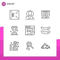 Outline Icon set Pack of 9 Line Icons isolated on White Background for responsive Website Design Print and Mobile Applications vector