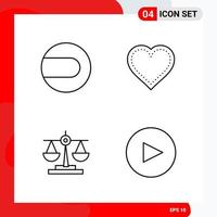 Creative Set of 4 Universal Outline Icons isolated on White Background vector