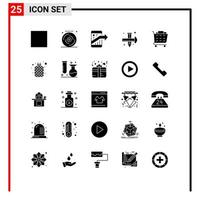Modern Set of 25 Solid Glyphs Pictograph of drawing design party art seo Editable Vector Design Elements