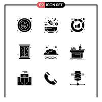 Set of 9 Solid Style Icons for web and mobile Glyph Symbols for print Solid Icon Signs Isolated on White Background 9 Icon Set vector