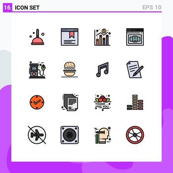 16 Universal Flat Color Filled Line Signs Symbols of oil eco chart html code Editable Creative Vector Design Elements