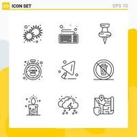 Collection of 9 Universal Line Icons Icon Set for Web and Mobile vector