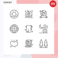 Outline Pack of 9 Universal Symbols of towel bathroom instrument globe education Editable Vector Design Elements