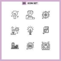 9 Universal Outlines Set for Web and Mobile Applications idea startup goblet development target Editable Vector Design Elements