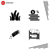 Collection of 4 Vector Icons in solid style Pixle Perfect Glyph Symbols for Web and Mobile Solid Icon Signs on White Background 4 Icons