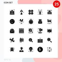 25 User Interface Solid Glyph Pack of modern Signs and Symbols of lifting fitness flower exercise sweet Editable Vector Design Elements