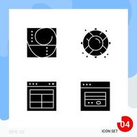 Modern Pack of 4 Icons Solid Glyph Symbols isolated on White Backgound for Website designing vector