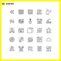 Group of 25 Modern Lines Set for avatar laboratory page heat chemical Editable Vector Design Elements