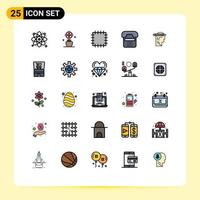 Universal Icon Symbols Group of 25 Modern Filled line Flat Colors of write mind patch head device Editable Vector Design Elements