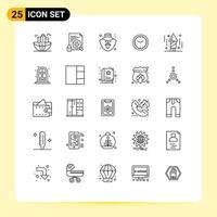 Set of 25 Modern UI Icons Symbols Signs for celebration wall surveillance time clock Editable Vector Design Elements