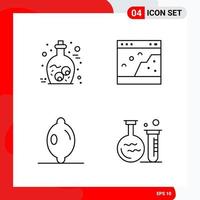 Creative Set of 4 Universal Outline Icons isolated on White Background vector